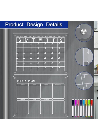 Dolıty Buzdolabı Için Manyetik Takvim Ofis Mutfak Tarzı Stil-a Yeşil