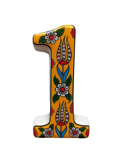 Seramik Kapı Adres Numaraları (0-9) Sarı Lale Desen