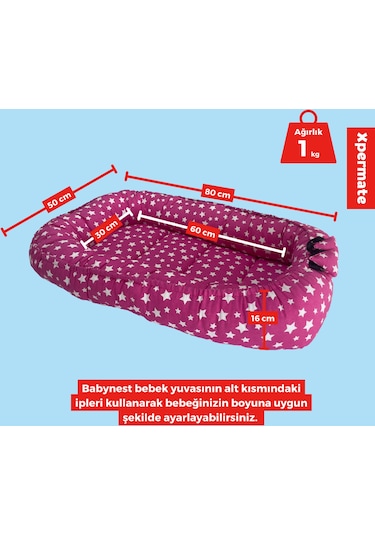 Xpermate Babynest,yenidoğan Bebek Yuvası,taşınabilir Yatak Pembe