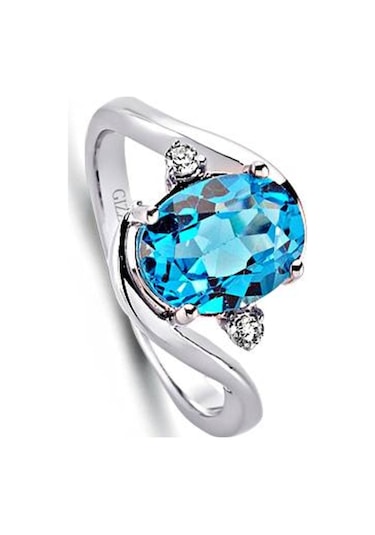 Pırlanta Mavi Topaz Yüzükgmy068
