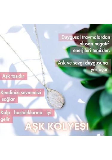 Aşk Kolyesi - Pembe Kuvars Taşı Gerçek Doğal Taş Kolye Pembe