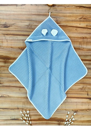 Ekru Pike Bebek Battaniyesi Doğal Organik Uyku Çift Taraflı Bebek Havlu Örtü Yenidoğan Mevsimlik Mavi