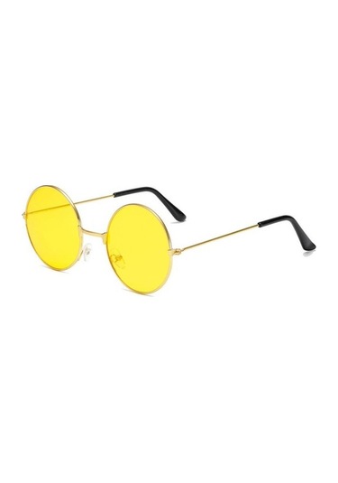 Yuvarlak Cam John Lennon Tarzı Gold Çerçeveli Sarı Gözlük Tdrtr