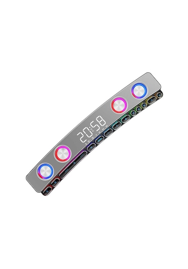 Gaming Kablosuz Bluetooth Speaker Hoparlör Renkli Rgb Işıkları, 12w Güçlü Sesi Dijital Saat Ve Alarm