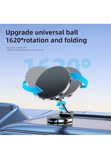 Cbtx Global Karbon Fiber Doku Araba Yapışkan Taban Manyetik Emme Alaşımlı Telefon Tutucu Katlanır Braket - Siyah