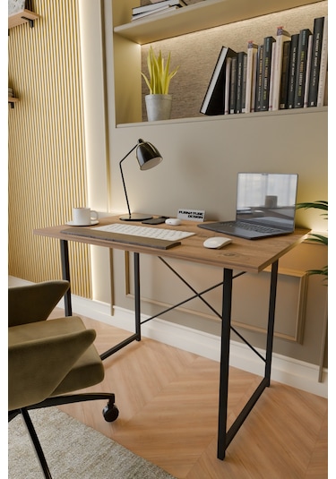 Metal Ayaklı Çalışma Masası Ofis Masası Atlantik Çam 60 x 90