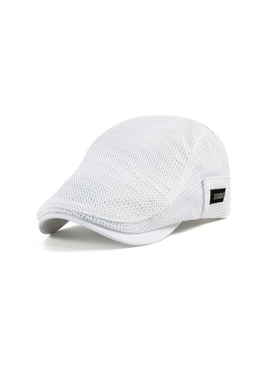 Hqgoodstore Yeni Rahat Basit Düz Renk Tam Örgü Nefes Alabilen İnce Erkek Sivri Şapka Gri Gri