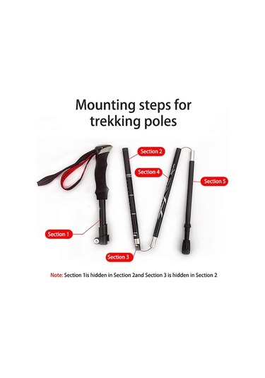 Yürüyüş Bastonları Kadın Erkek Hafif Unisex Aksesuarlarla Birlikte Yürüyüş Bastonları, 2 Adet, Kırmızı Çok Renkli