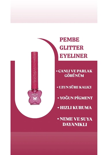 Mov Glitter Eyeliner Pembe Parlak Kalem & Uzun Süre Kalıcı Pembe