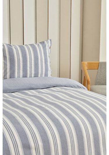 Karacahome Sarah Anderson Rosery İpliği Boyalı Çift Kişilik Nevresim Takımı Mavi