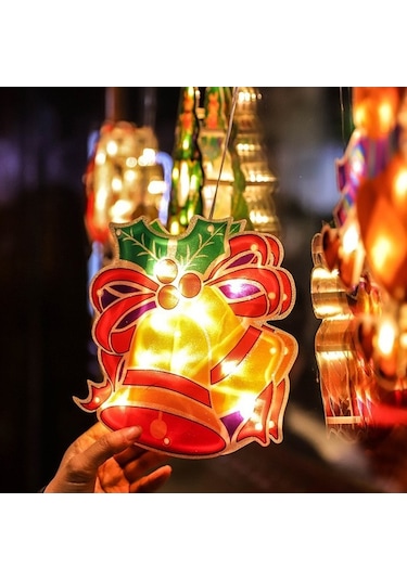 Novahub Noel Baba Kayak Yapan Led Işık Pencerede Kullanım Dekorasyon Pil Dahil Değil