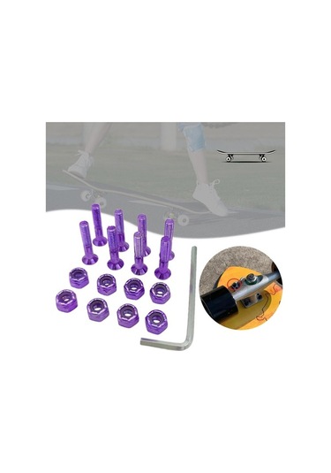 Pazly Suntek 8 Adet Yedek Longboard Donanım Seti - Mor Vidaları Mor