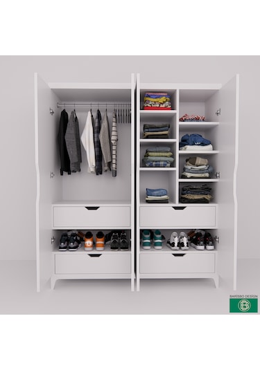 Elbise Dolabı 4 Kapaklı Geniş Depolama Alanlı Elbise Dolabı 4 Kapaklı Geniş Depolama Alanlı