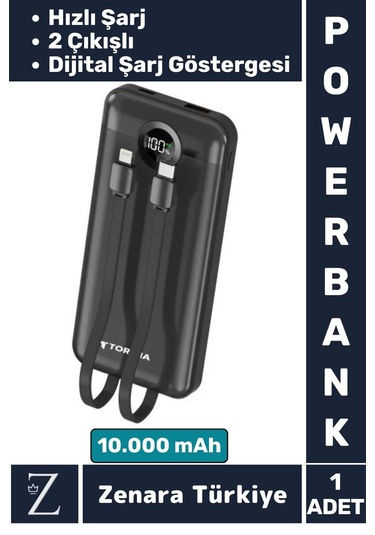 Kompakt Kamp Piknik Taşınabilir Şarj 2 Çıkış Dijital Şarj Göstergeli Hızlı Şarj 10.000 Mah Powerbank Çok Renkli