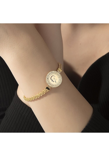Yarım Altın Bileklik Ziynet Burgu Zincirli