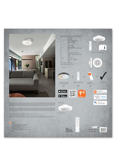 Ledvance Smart Led Led Fanlı Tavan Armatürü Gri