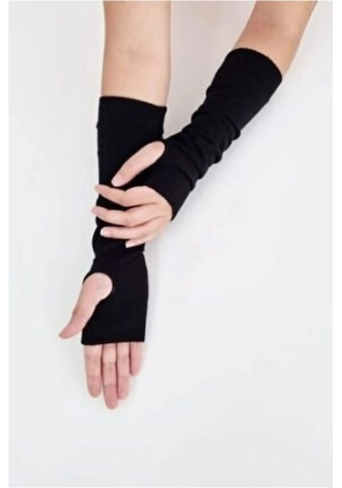 Mood Agenda Unisex Siyah Ikili Tek Parmak Punk Kolluk Eldiven Siyah