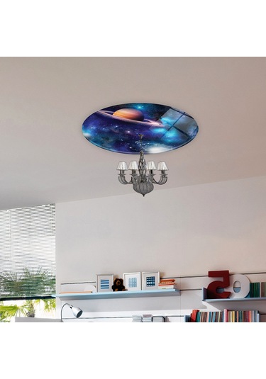 Cam Avize Göbeği | Galaksi Desen | Renkli | Çap50 Galaksi Desen - Renkli