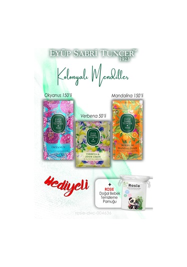 Kolonyalı Mendil 150'li Okyanus Ve Mandalina, 50'li Verbena Limon Ve Rosıe Tekli