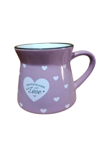 Seramik Kulplu Bardak Kalpli Desen Renli 250 Cc - Çok Renkli Çok Renkli