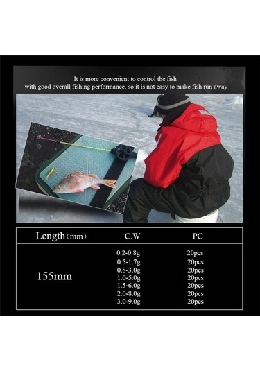 Kış Buz Olta Üst 20 Parça Cw 0.2-9.0g Mini Olta Taşınabilir Mücadele 155mm Buz Olta Takımı 1.5-6.0g-20pcs