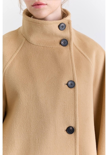 Manuka Yüksek Yaka Kruvaze Kaban Camel Aw25kbn00019-05 Camel