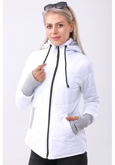 Barbora Günlük Su Geçirmez Kışlık Şişme Kadın Mont 801Beyazz