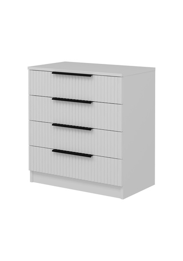 Kale Şifonyer 4 Çekmeceli Çizgili Mebran Beyaz