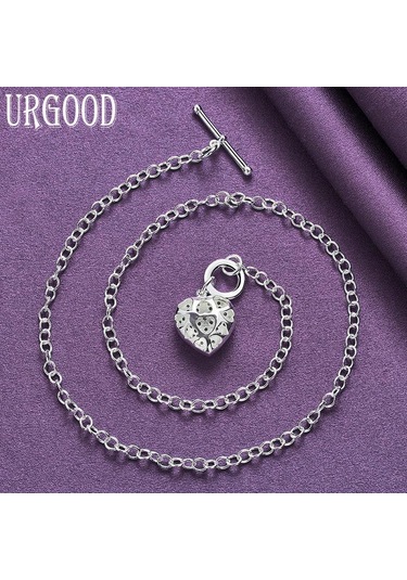 925 Ayar Gümüş Kalp Şeklinde Aaa Zirkon Kolye Kolye Kadın Düğün Parti Moda Takı İçin