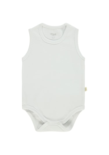 Civil Baby Organik 5 Li Sıfır Kol Çıtçıtlı Badi - Ekru