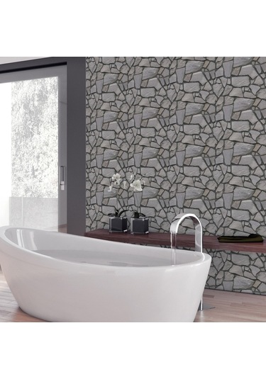 Opulentliving Ekonomik 3d Taş Duvar Kağıdı - Pvc Yapışkan Mobilya Dekorasyonu, 10 Parça Set