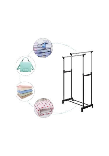 Lerato Tekerlekli Elbise Askılığı Siyah