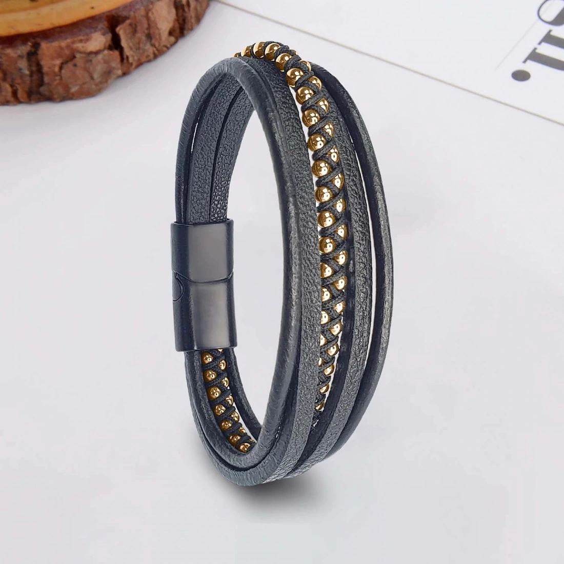 Moncuk Design Sarı Hematit Ve Çoklu Deri Bileklik 33514b3d2 Çok Renkli