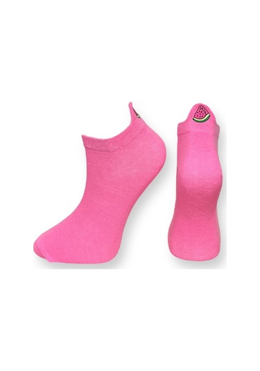 Me-vo Tekli Açık Pembe Renkli Bay/bayan Unisex Esnek Nem Alabilen Pamuklu Karpuz Desenli Patik Çorap Açık Pembe