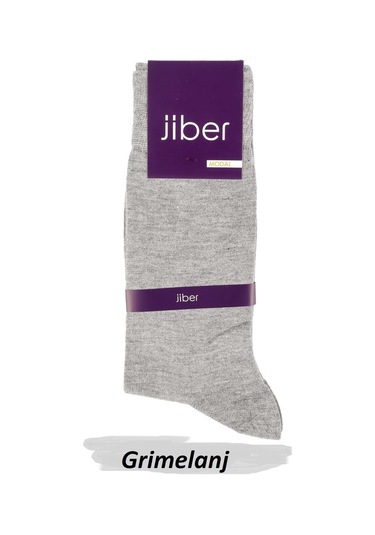 Jiber Erkek Modal Likralı Uzun Çorap 5100 - 12 Adet Gri Melanj