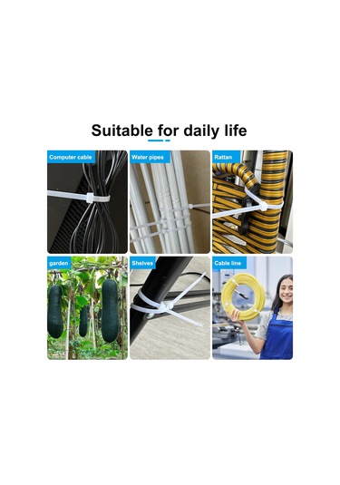 Beyaz Zip Bağları 12 İnç 100 Paket Açık Gerilme Mukavemeti 50 Lbs Uv Dirençli