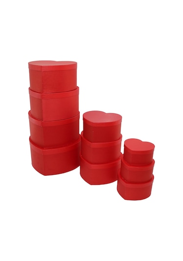 10 Pcs Boy Kırmızı Kalpli Hediye Kutusu Go5060gok120495 Çok Renkli