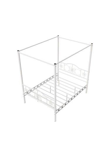 Argimo Pero Sultan Çift Kişilik Metal Beyaz Karyola 140 x 200 Cm (Cibinliksiz)