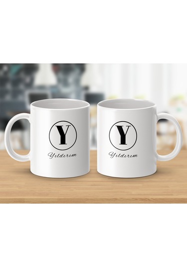 Yıldırım İsimli Kupa Bardak, Harfli Bardak, Hediye Kupa Bardak, Kahve Kupa Bardak Beyaz