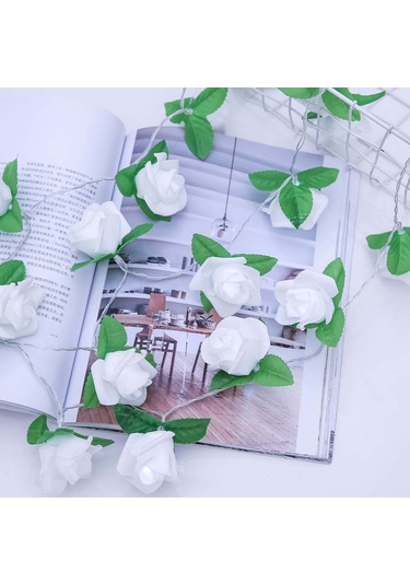 Sones Gül Çiçek Pille Çalışan Peri Işıkları Düğün Ev Doğum Günü Partisi Çelenk Dekoru Dize Lamba Sıcak Beyaz Diğer