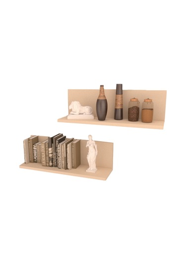 Rafkestir 2 Li Zigana Duvar Rafı Krem ( Mat )