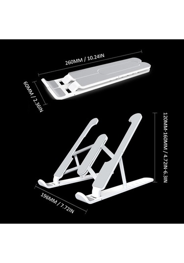 Moly Yunboo Ergonomik Dizüstü Bilgisayar Tutucu: 6 Seviye Açı, Soğutucu Taban, Yükseklik Ayar, Siyah, 260x60mm, 120-160mm Siyah