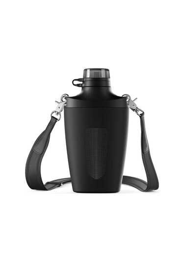 23oz Paslanmaz Çelik Seyahat Şişesi Taşınabilir Spor Su Şişesi Omuz Askılı Siyah