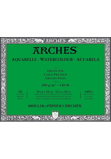 Arches Suluboya Defteri Blok Soğuk Baskı 300 G 31x41 Cm. 20 Yp