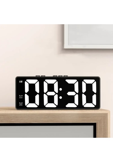 Led Çalar Saat Elektronik Öğrenci Dijital Saat Ses Kontrolü Çift Erteleme Black