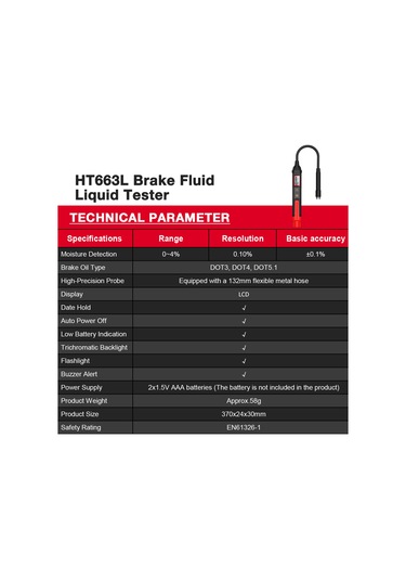 Springsun Habotest Ht663l Fren Hidroliği Test Cihazı: Dot3/4/5.1 Dijital Ölçüm, Ses-ışık Uyarılı Hassas Kalite Kontrol