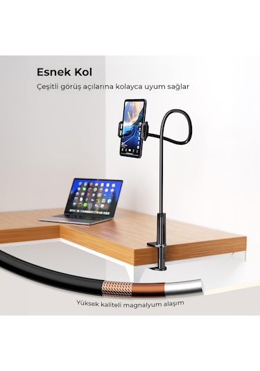 Juo 90 Cm Akrobat Esnek Tablet Ve Telefon Tutucu Stand Siyah Siyah