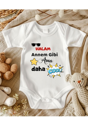 Lupi İsimli Zıbın Yazılı Bebek Zıbın Bej-mor Beyaz