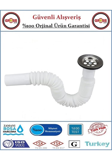 Lavabo Gider Sifonu Körüklü Beyaz