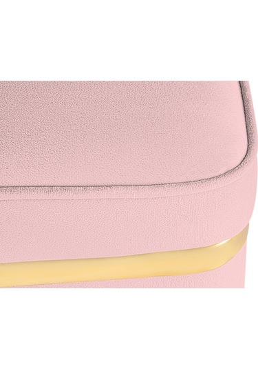 Zengo Gold Twin Line Kare Puf -pembe Kumaş, Dekoratif Makyaj Masası Pufu-modern Style